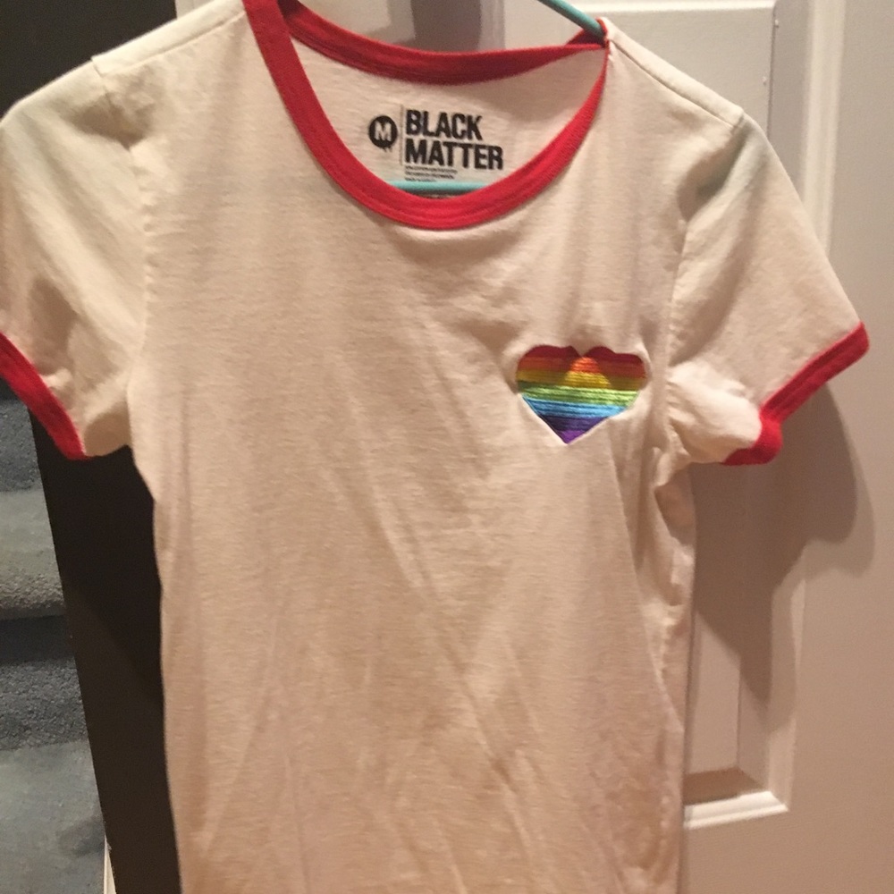embroidered rainbow heart t shirt